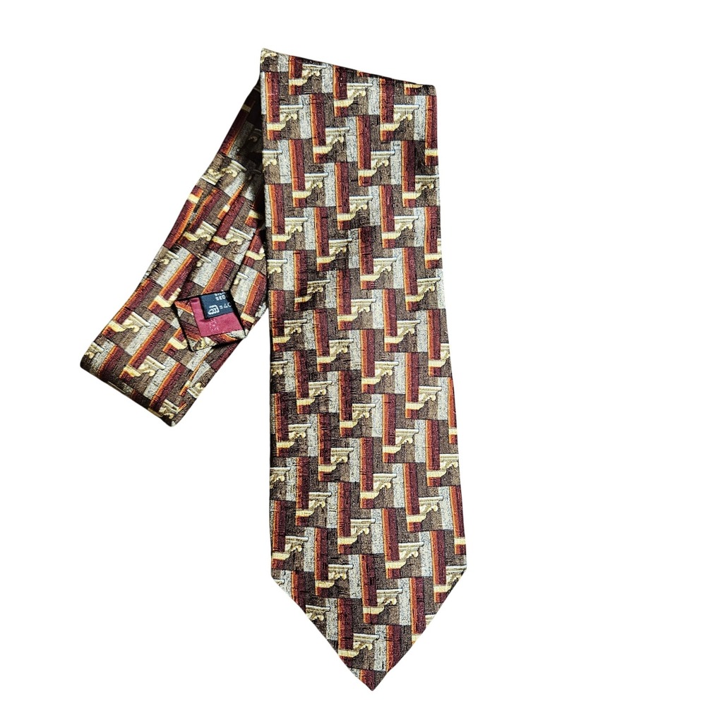 Ermenegildo Zegna Mens Silk Jacquard Geometric Tie Necktie Retro Old Money Prep‎